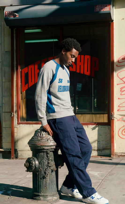 VELODROM S6 Collection Retro Sweatshirt - Grey Blue