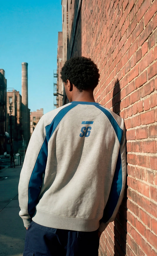 VELODROM S6 Collection Retro Sweatshirt - Grey Blue