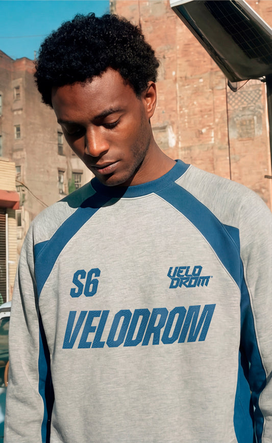 VELODROM S6 Collection Retro Sweatshirt - Grey Blue