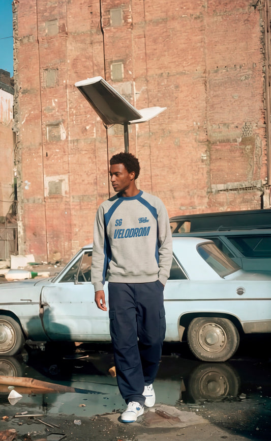 VELODROM S6 Collection Retro Sweatshirt - Grey Blue