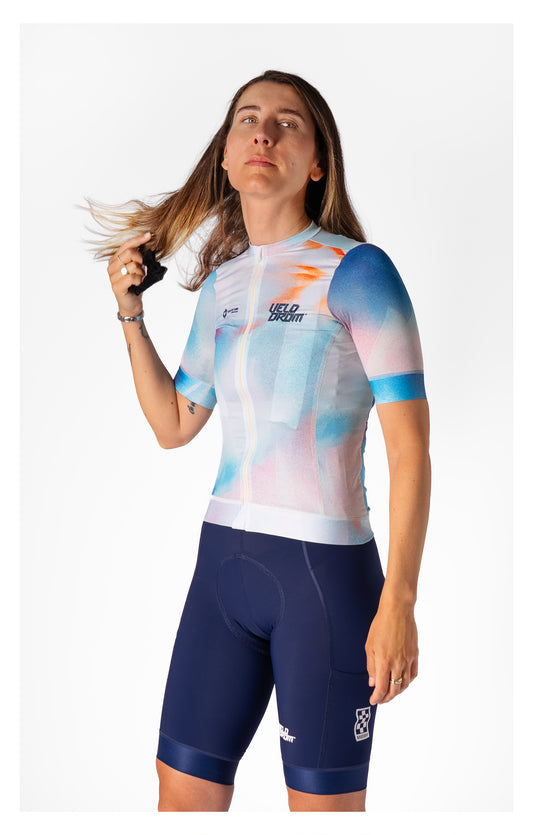 VELODROM Raceday 3.0 Temps de Flor 2025 Limited Edition Unisex Maillot Ciclismo - Celeste /Light Red/Green