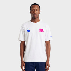 VELODROM Raceday 4.0 Tshirt - White/Blue-Pink Logo