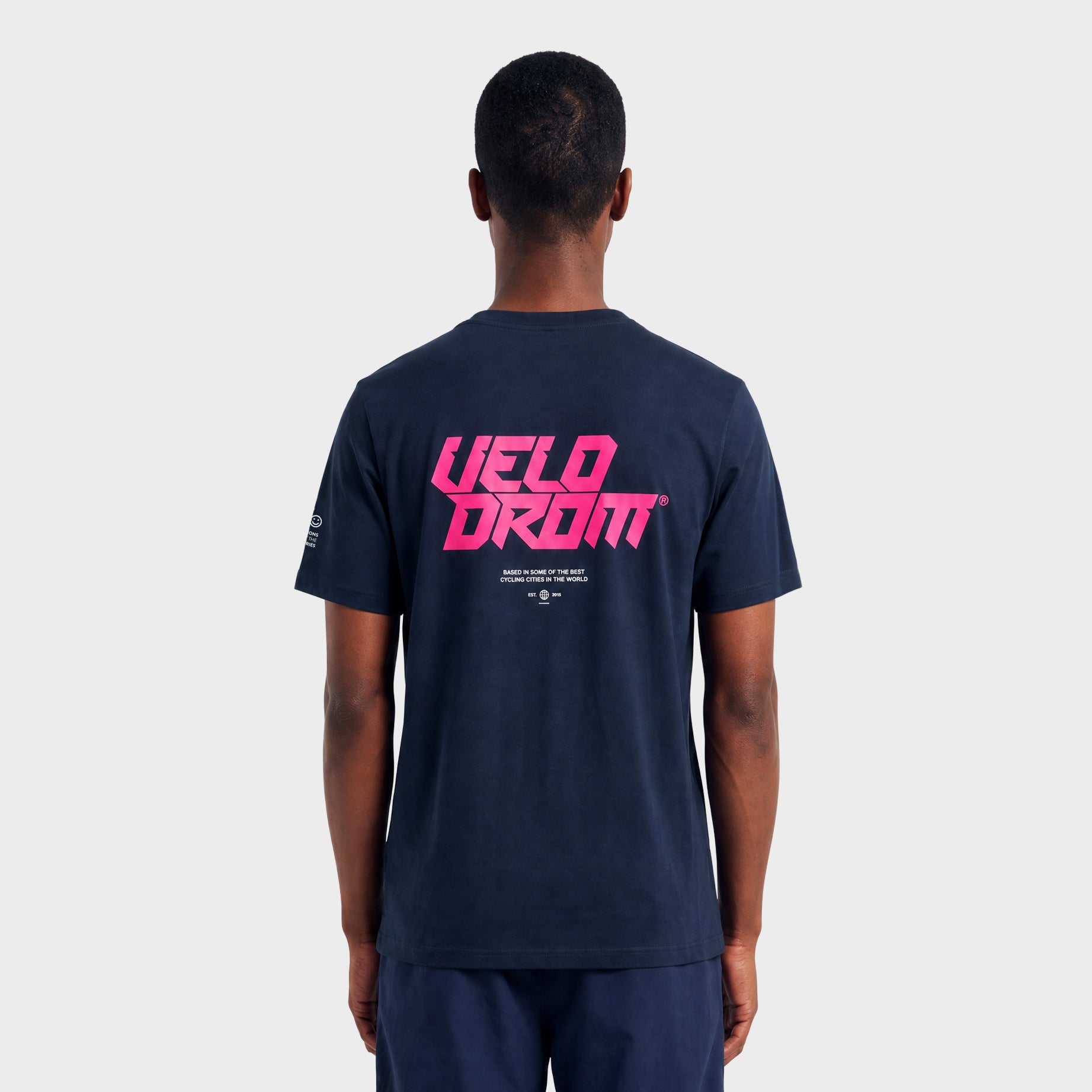 VELODROM Raceday 4.0 Tshirt - Navy/Hvid-Pink Logo