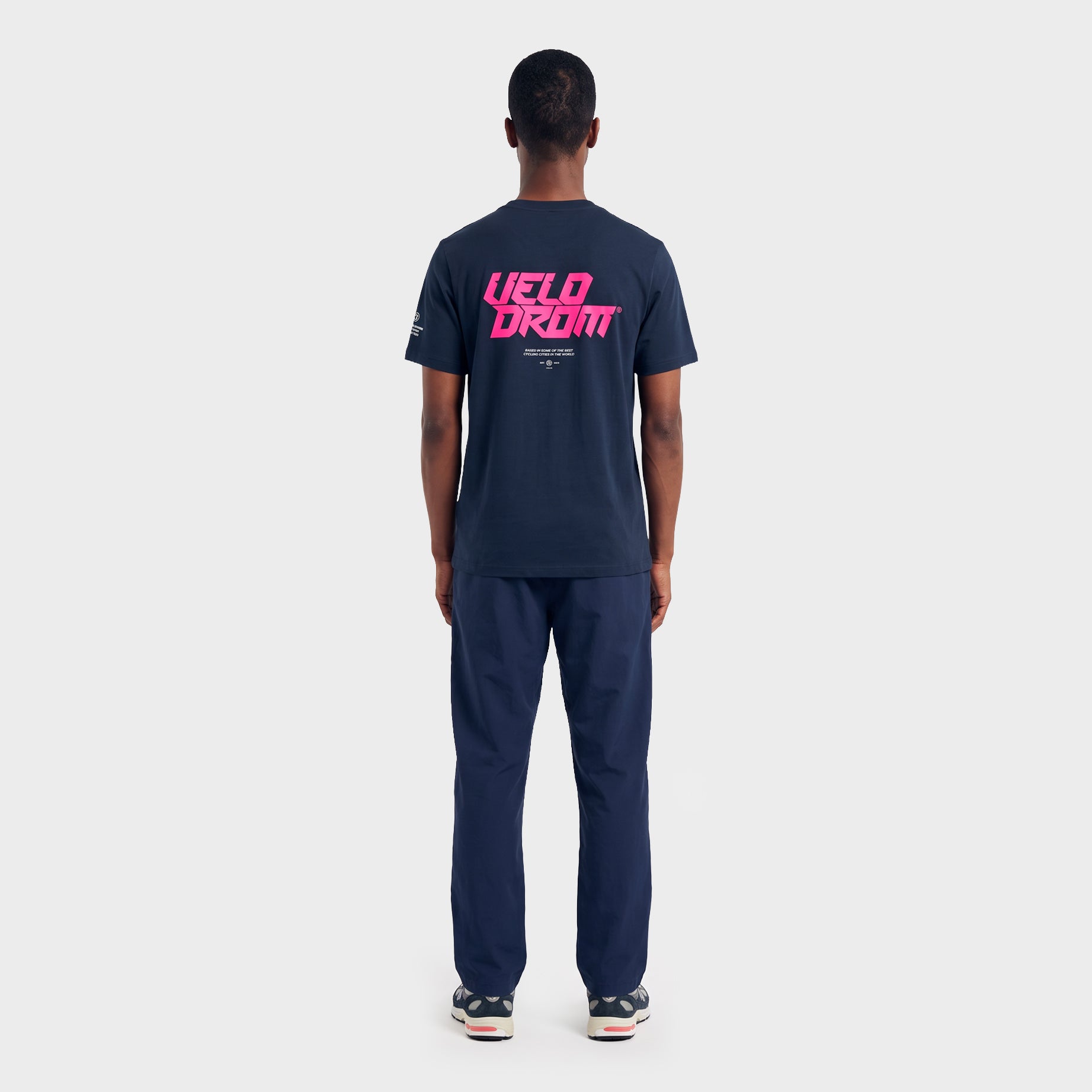 VELODROM Raceday 4.0 Tshirt - Navy/Hvid-Pink Logo