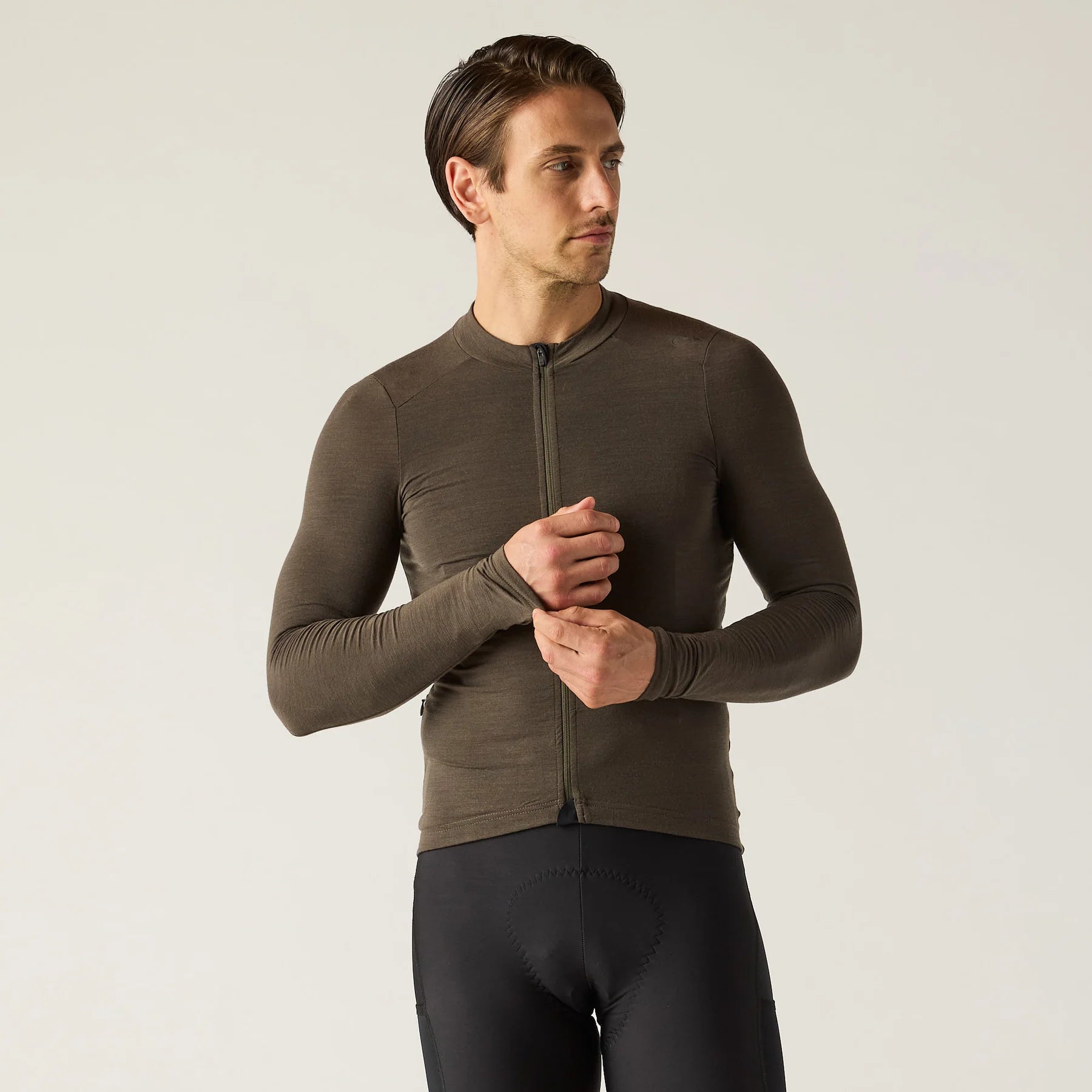 VELOCIO Luxe Merino Long Sleeve Jersey - Black Olive