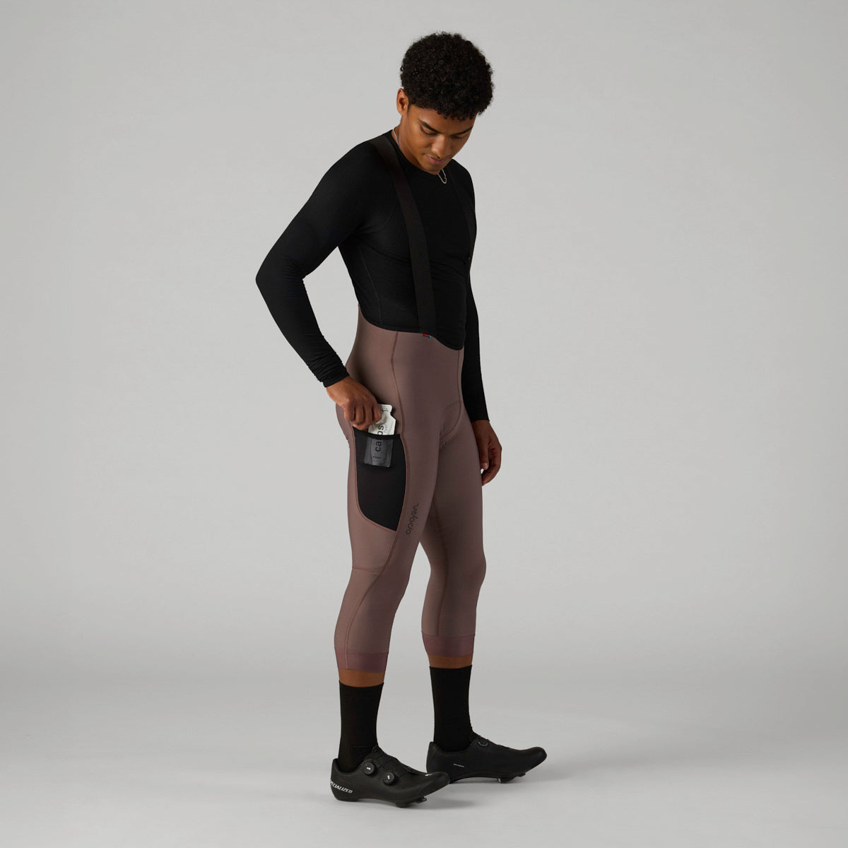 VELOCIO Luxe Thermal 3/4 Bib Tight - Plum Truffle