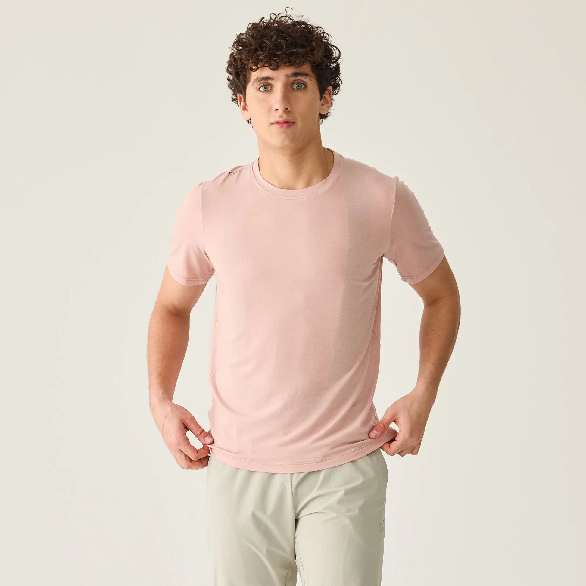 VELOCIO Men's Merino Ride Tee - Misty Rose