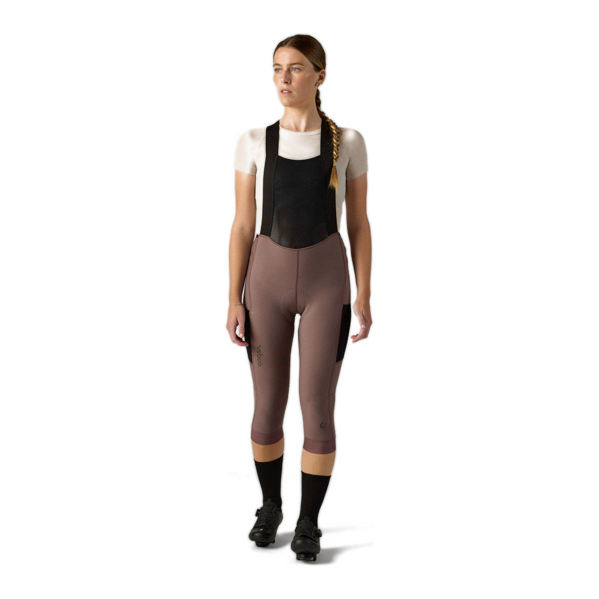 VELOCIO Women Luxe Thermal 3/4 Bib Tight - Plum Truffle