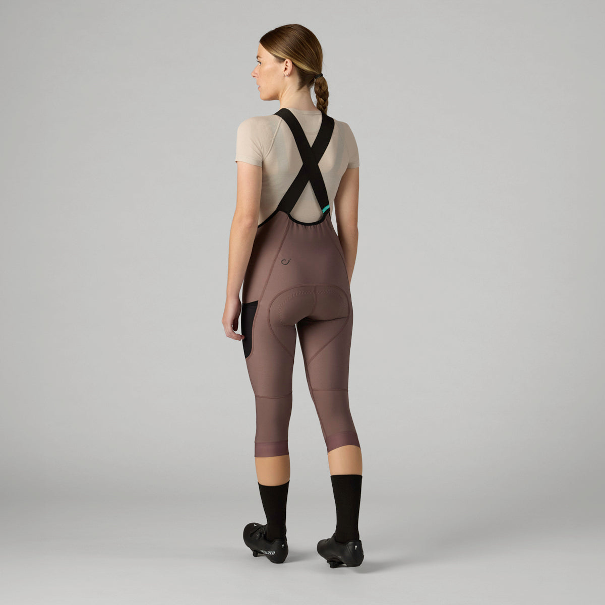 VELOCIO Women Luxe Thermal 3/4 Bib Tight - Plum Truffle