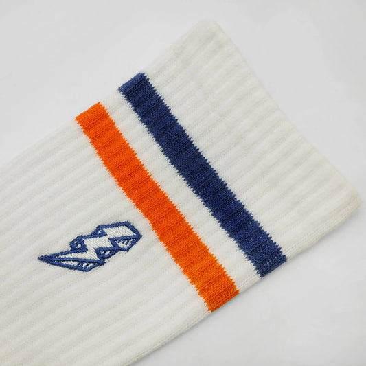 VELODROM Casual Stripes Race Logo Socks - White/Blue/Orange