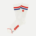 VELODROM Casual Stripes V Logo Socks - White/Red/Blue