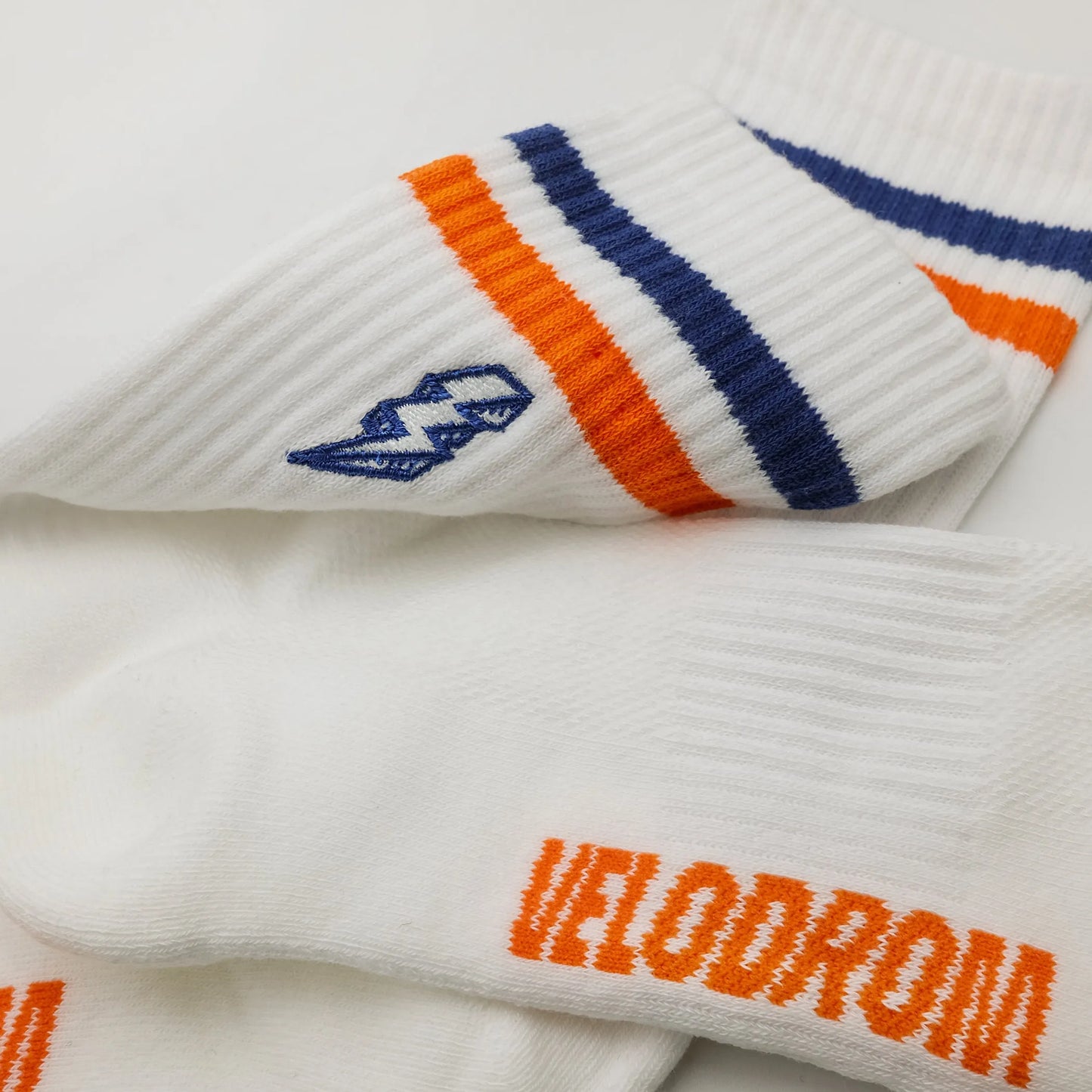 VELODROM Casual Stripes Race Logo Socks - White/Blue/Orange