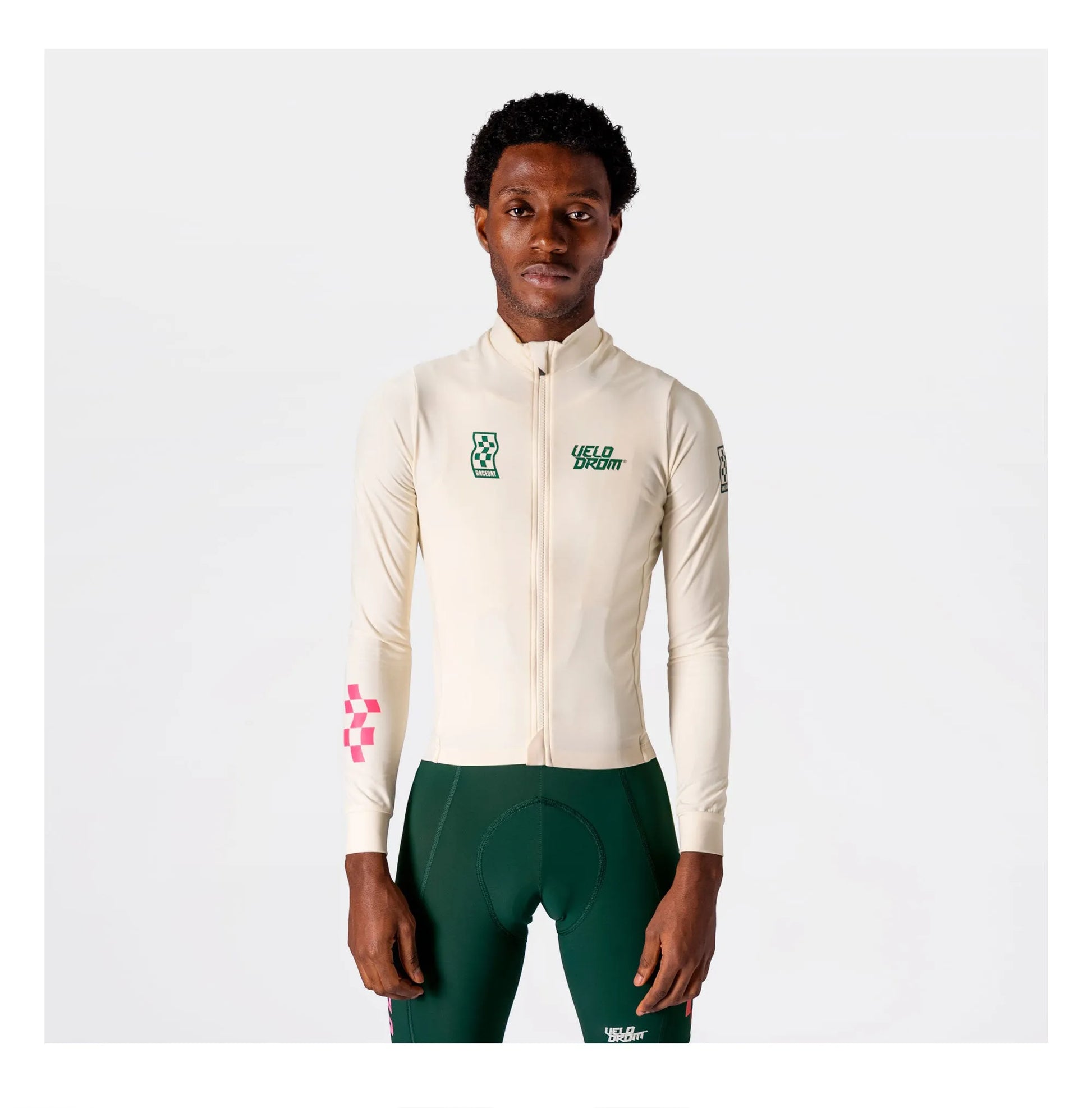 VELODROM RaceDay 3.0 Thermal Long Sleeve Jersey - Off White/Teal
