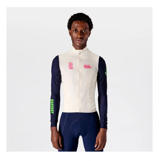 VELODROM RaceDay 3.0 Thermal Long Sleeve Jersey - Off White/Dark Navy Dual Sleeves