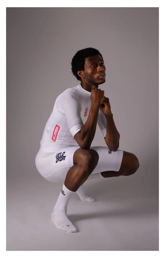 VELODROM Raceday 3.0 Cycling Jersey - White / Navy / Flush Red