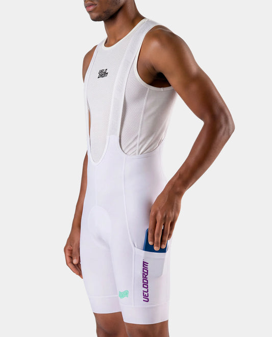 VELODROM Raceday 4.0 Cargo Bib Short - White/Lilac/Light Green