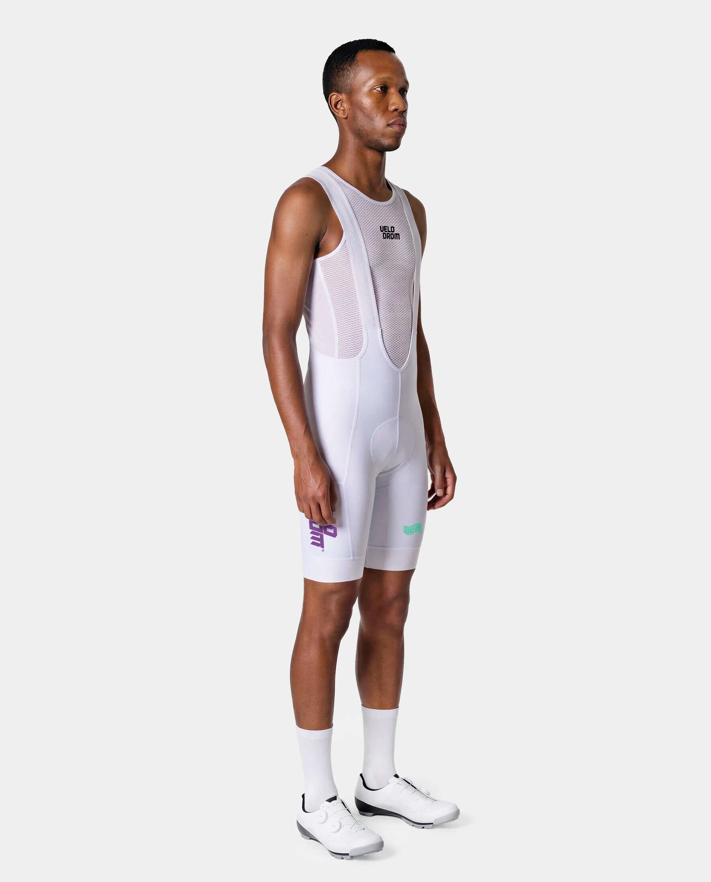 VELODROM Raceday 4.0 Cargo Bib Short - White/Lilac/Light Green