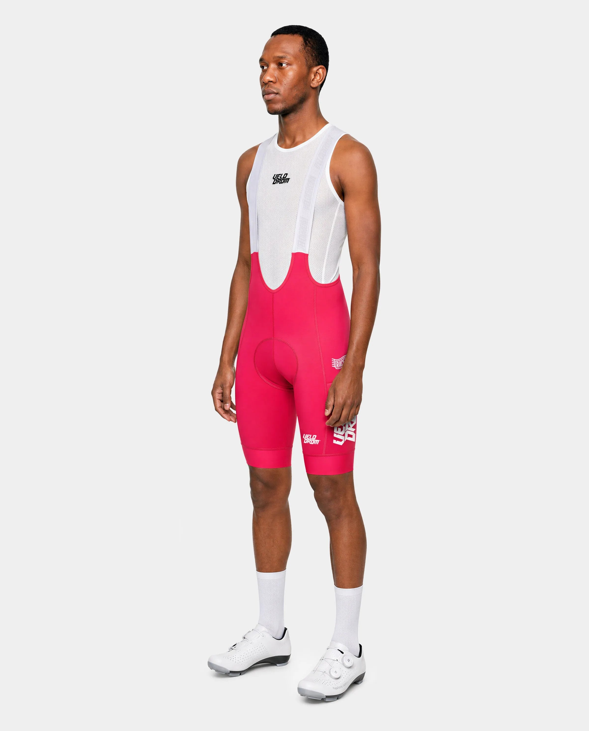 VELODROM Raceday 4.0 Cargo Team Bib Short - Deep Vivid Pink/White