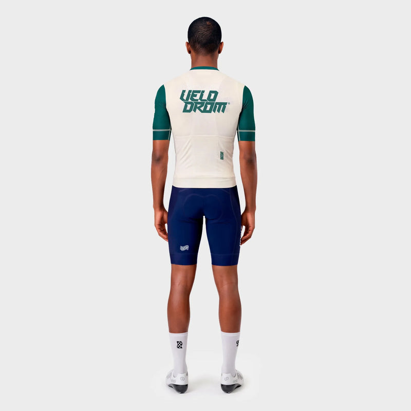 VELODROM Raceday 4.0 Jersey S6 - Off White/Green Sleeves