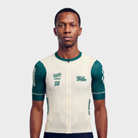 VELODROM Raceday 4.0 Jersey S6 - Off White/Green Sleeves