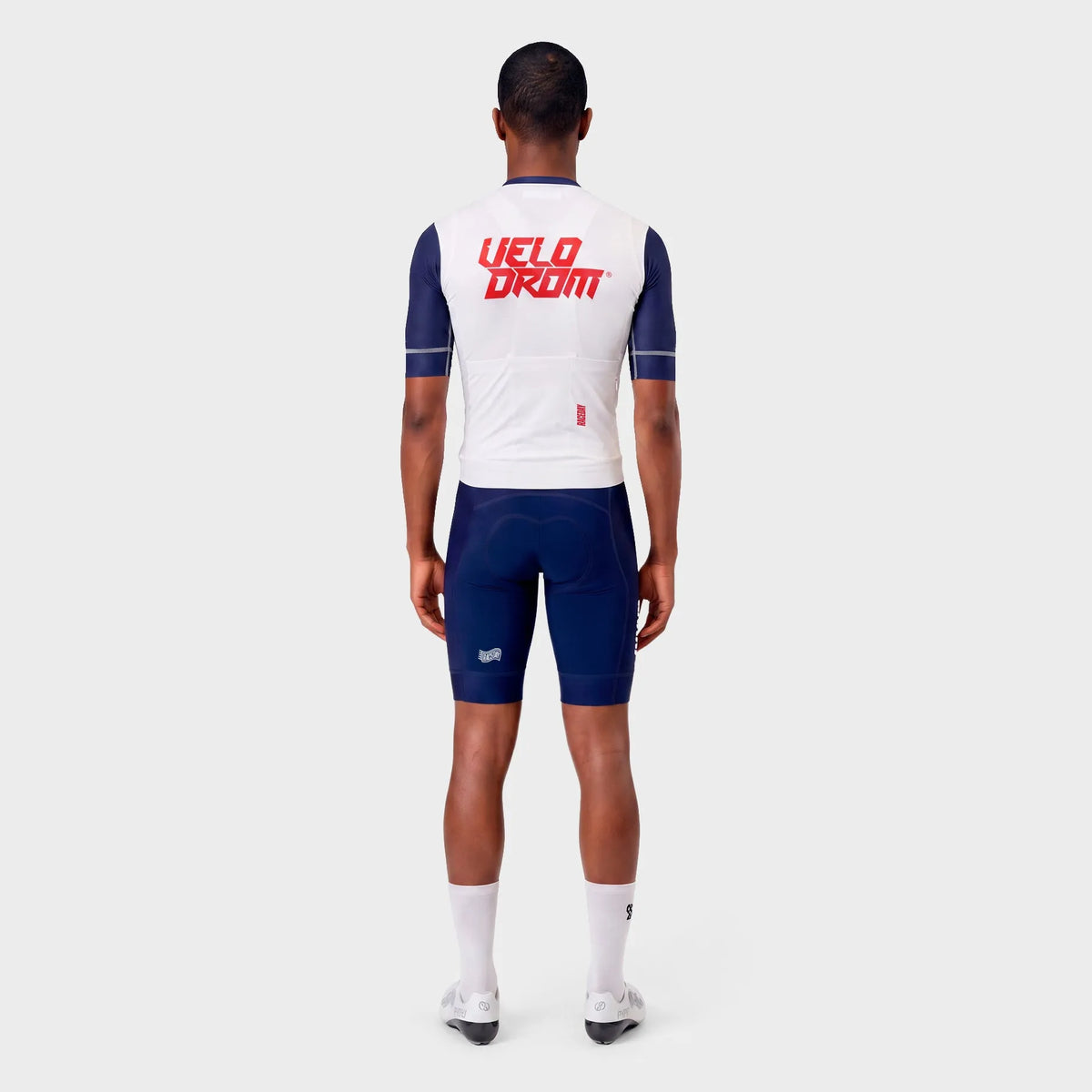 VELODROM Raceday 4.0 Jersey S6 - White/Blue Navy Sleeves