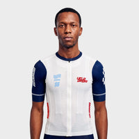 VELODROM Raceday 4.0 Jersey S6 - White/Blue Navy Sleeves