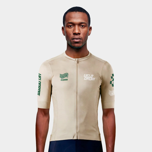 VELODROM Raceday 4.0 Jersey - Warm Sand/Green