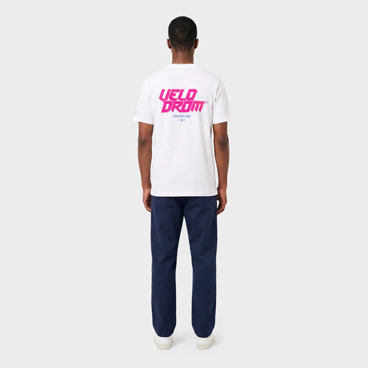 VELODROM Raceday 4.0 Tshirt - White/Blue-Pink Logo