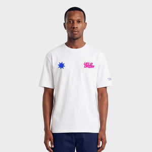 VELODROM Raceday 4.0 Tshirt - White/Blue-Pink Logo