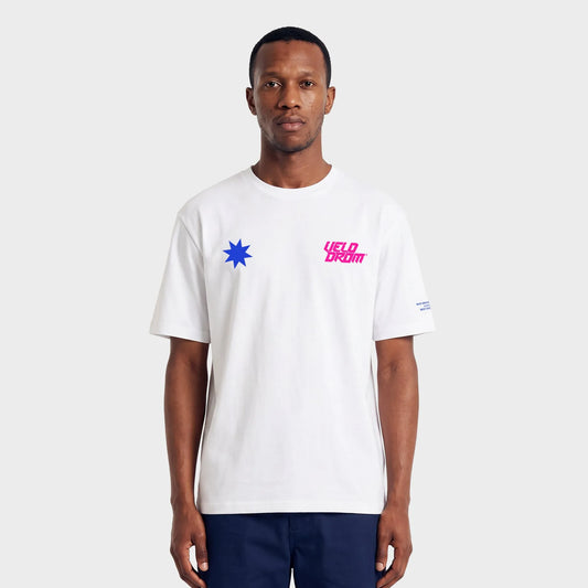 VELODROM Raceday 4.0 Tshirt - White/Blue-Pink Logo