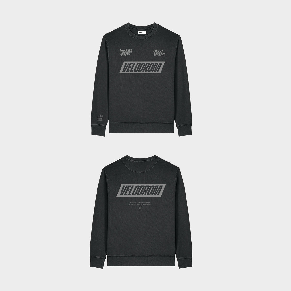 VELODROM Raceday Sweatshirt - Dyed Black/Grey Logo