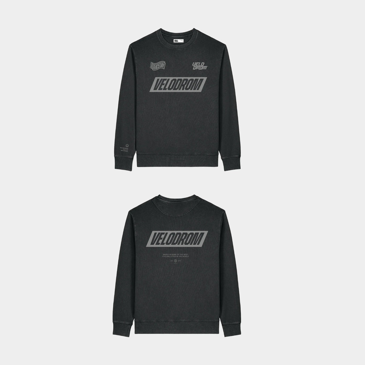 VELODROM Raceday Sweatshirt - Dyed Black/Grey Logo
