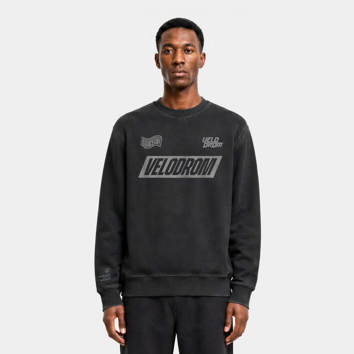 VELODROM Raceday Sweatshirt - Dyed Black/Grey Logo