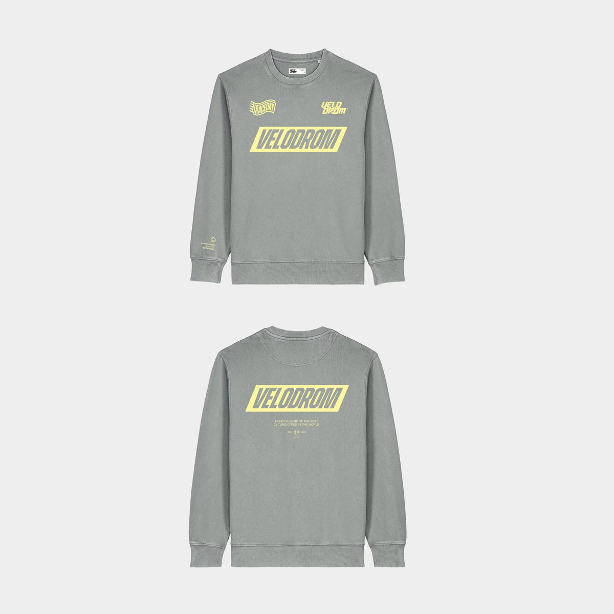 VELODROM Raceday Sweatshirt - Dyed Grey/Yellow Logo
