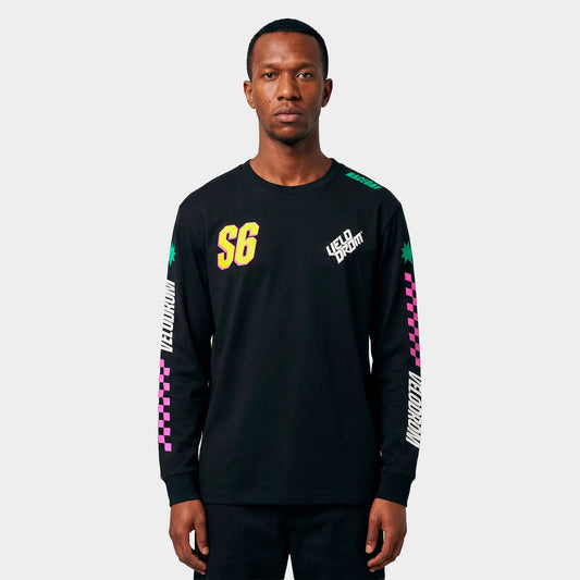VELODROM S6 Long Sleeve Tee - Hand Printed Black/Multi
