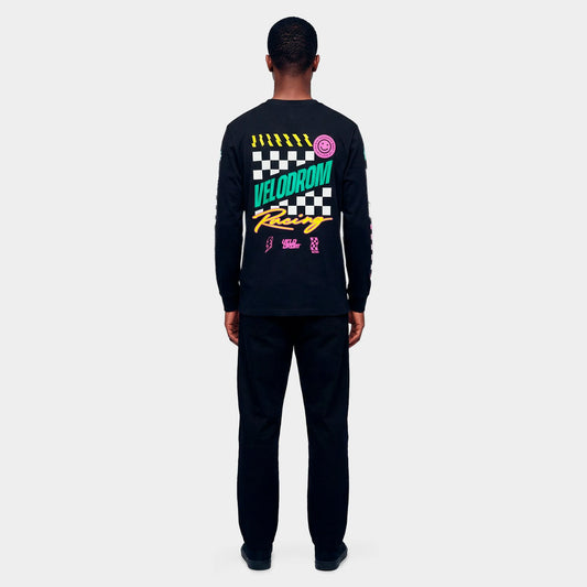 VELODROM S6 Long Sleeve Tee - Hand Printed Black/Multi