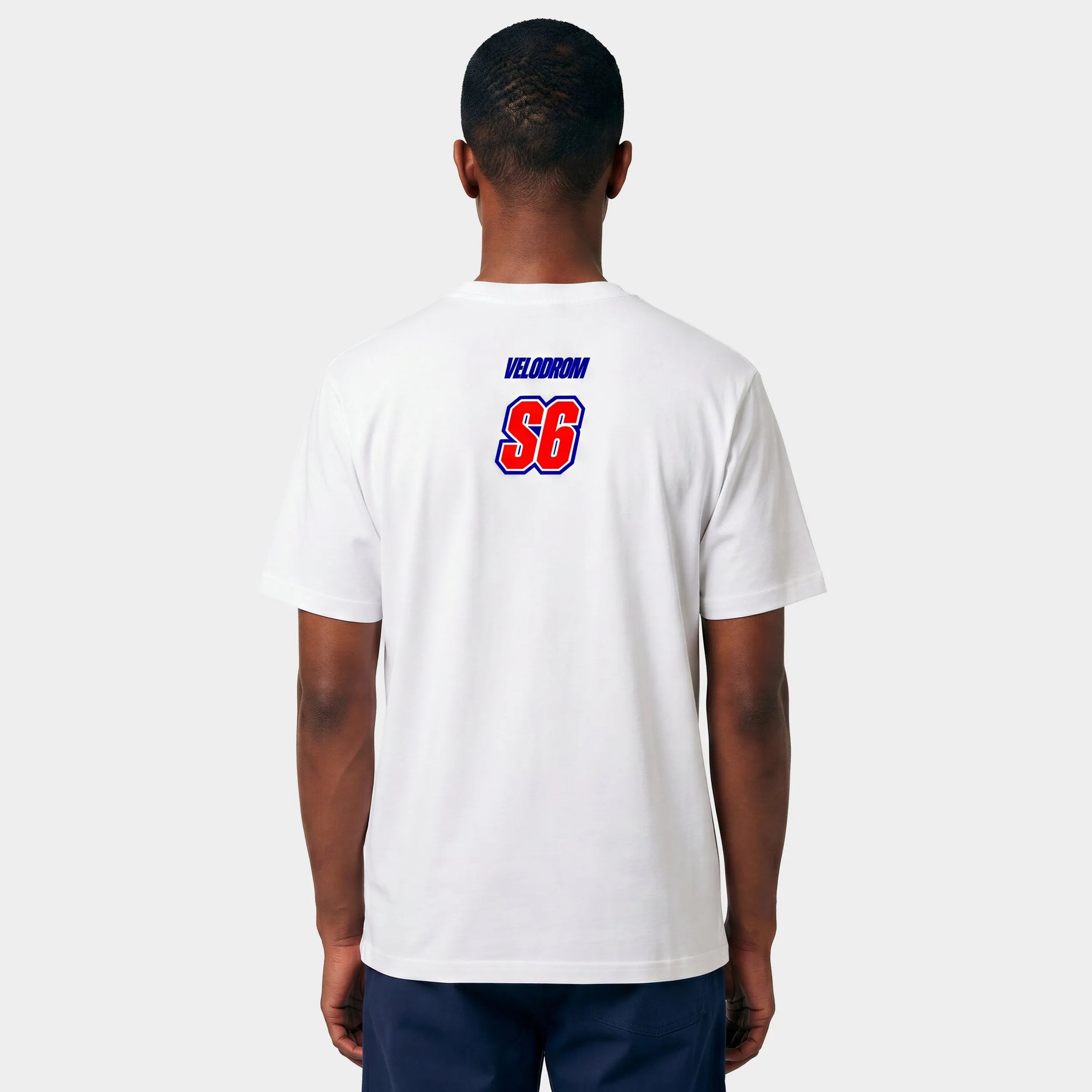 VELODROM S6 Tshirt - White Red/Blue Graphics