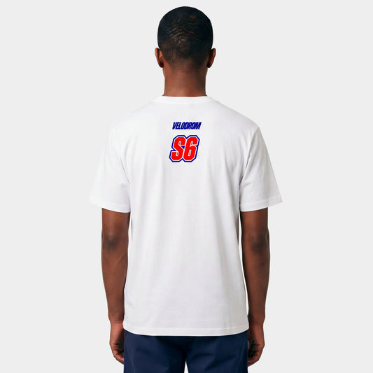 VELODROM S6 Tshirt - White Red/Blue Graphics