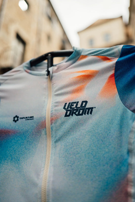 VELODROM Temps de Flor 2025 Limited Edition Cycling Jersey - Celeste /Light Red/Green