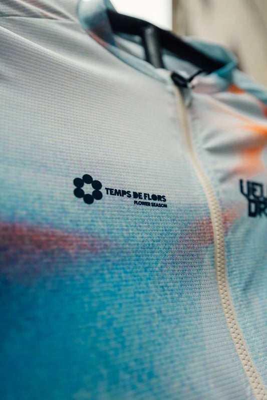 VELODROM Temps de Flor 2025 Limited Edition Cycling Jersey - Celeste /Light Red/Green