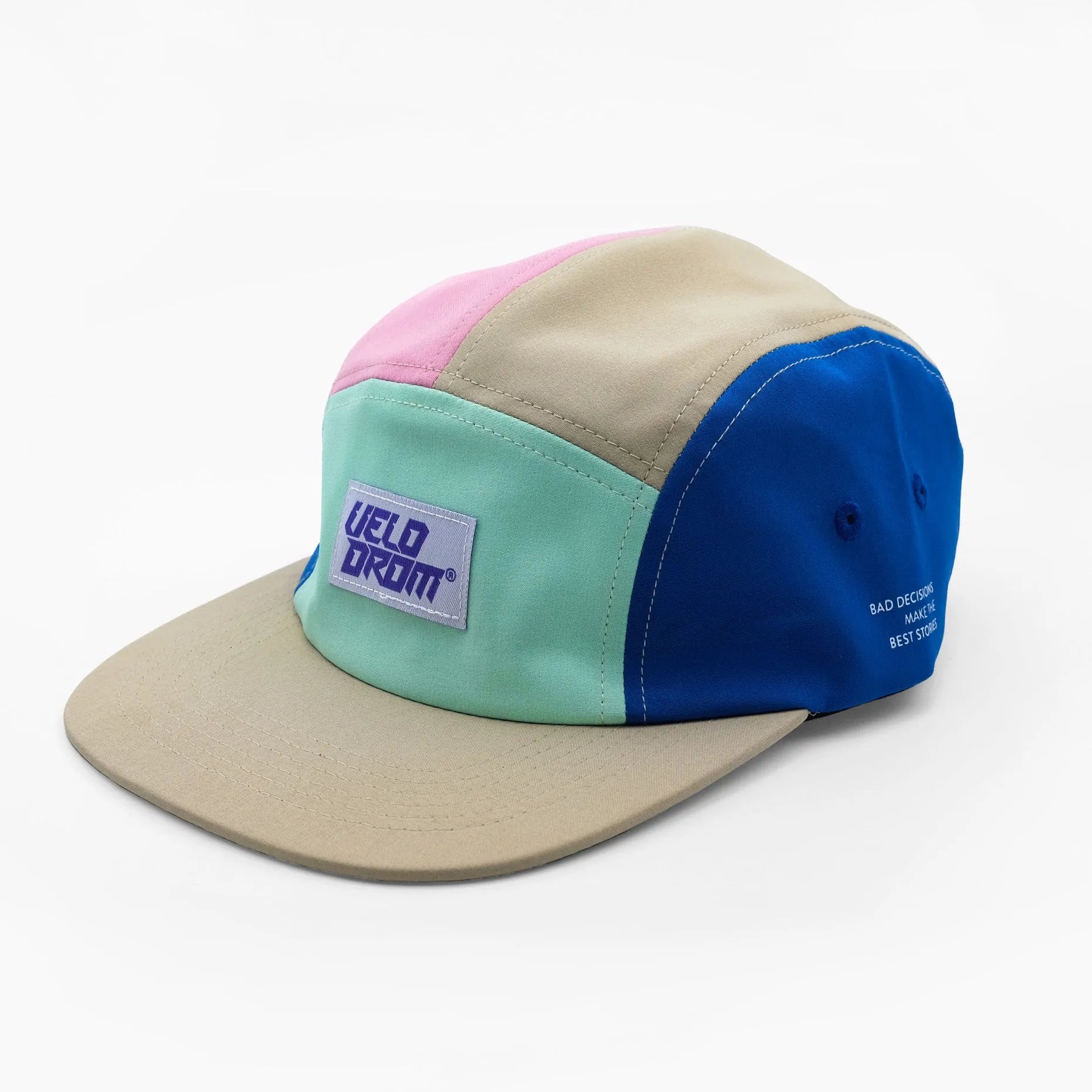 VELODROM Trail 5 Panel Casual Cap - Beige/LightGReen/Blue/Pink