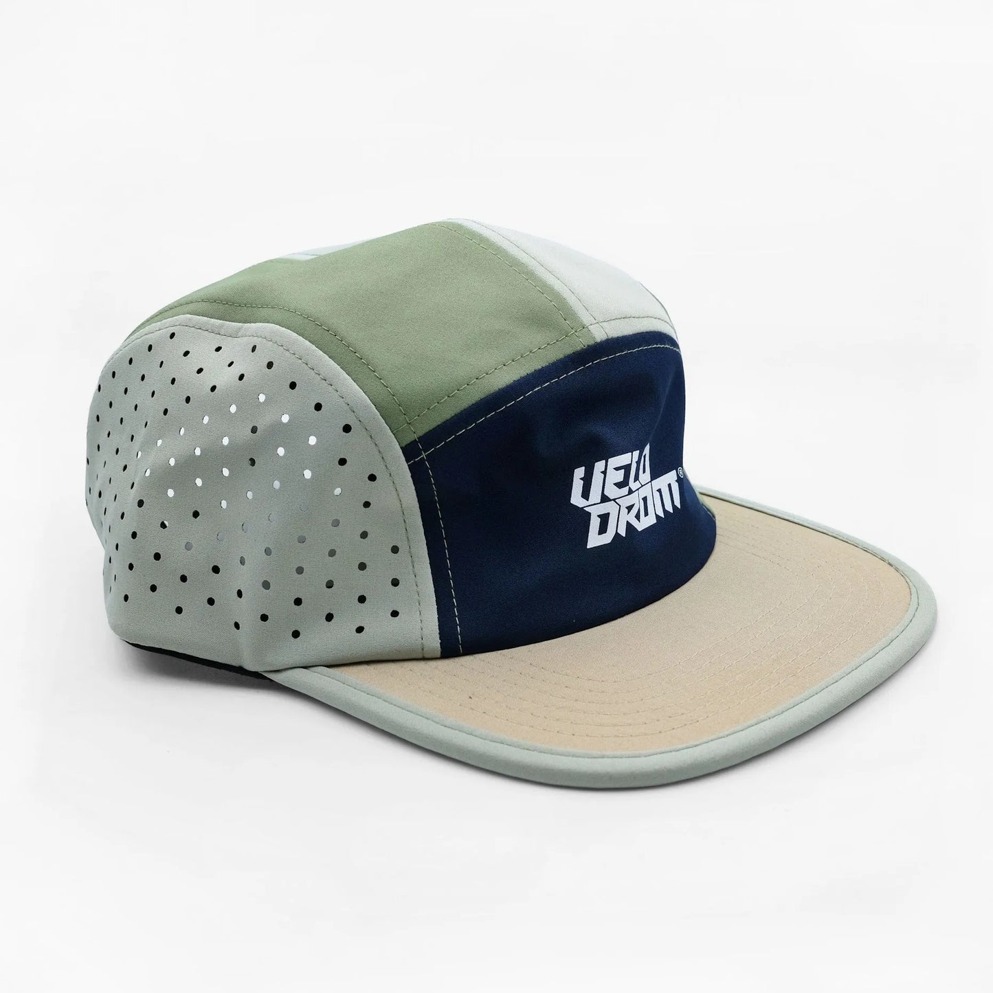 VELODROM Trail 5 Panel Casual Cap - Beige/Navy/Moss Green