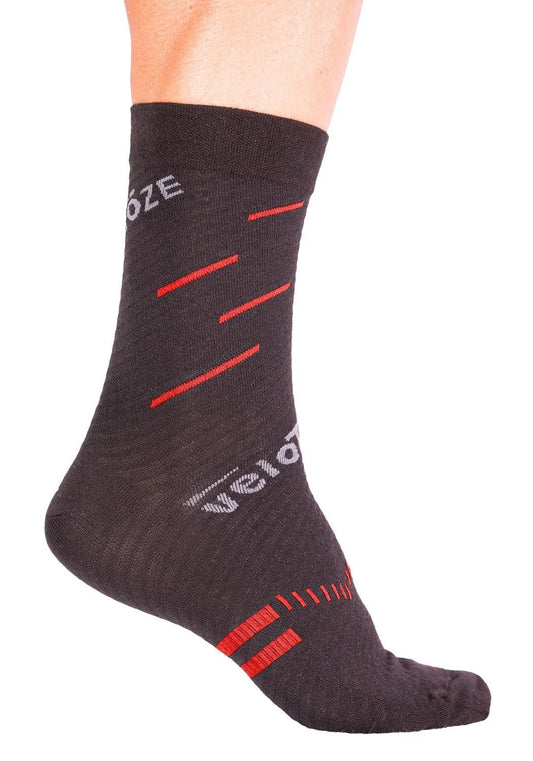 VeloToze Merino Active Compression Socks - Black/Red