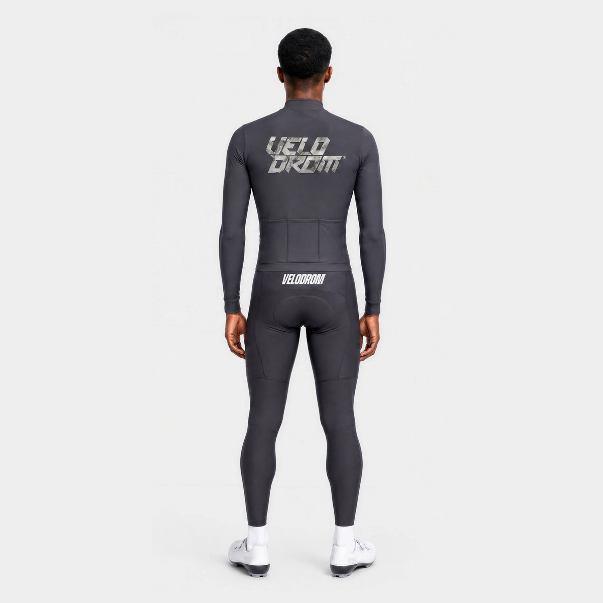 VELODROM RaceDay 3.0 Thermal Txtr Long Sleeve Jersey - Grey/Stone Graphic — rear
