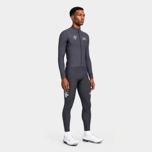 VELODROM RaceDay 3.0 Thermal Txtr Long Sleeve Jersey - Grey/Stone Graphic — three-quarter view