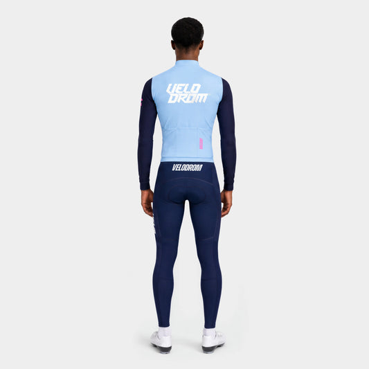 VELODROM RaceDay 3.0 Thermal Long Sleeve Jersey - Light Blue/Dark Navy Dual Sleeves — rear