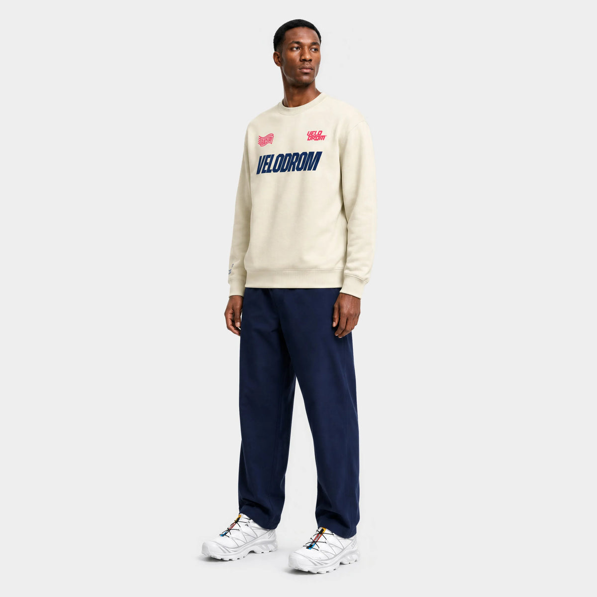 VELODROM Raceday Sweatshirt - Off White/Blue/Bright Red