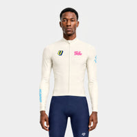 VELODROM RaceDay 3.1 Thermal Xperiment Long Sleeve Jersey - Off White/Pink/Yellow
