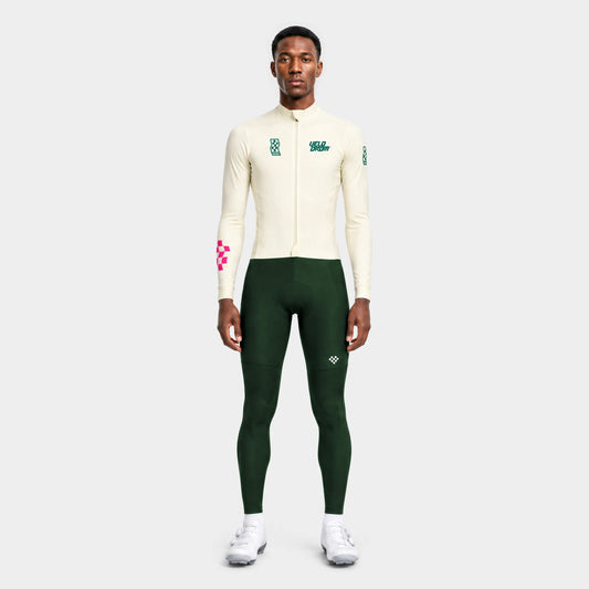 VELODROM RaceDay 3.0 Thermal Long Sleeve Jersey - Off White/Teal — front full length