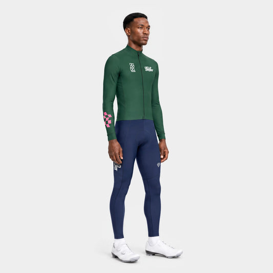 VELODROM RaceDay 3.0 Thermal Long Sleeve Jersey - Pine Groove/White — three-quarter view
